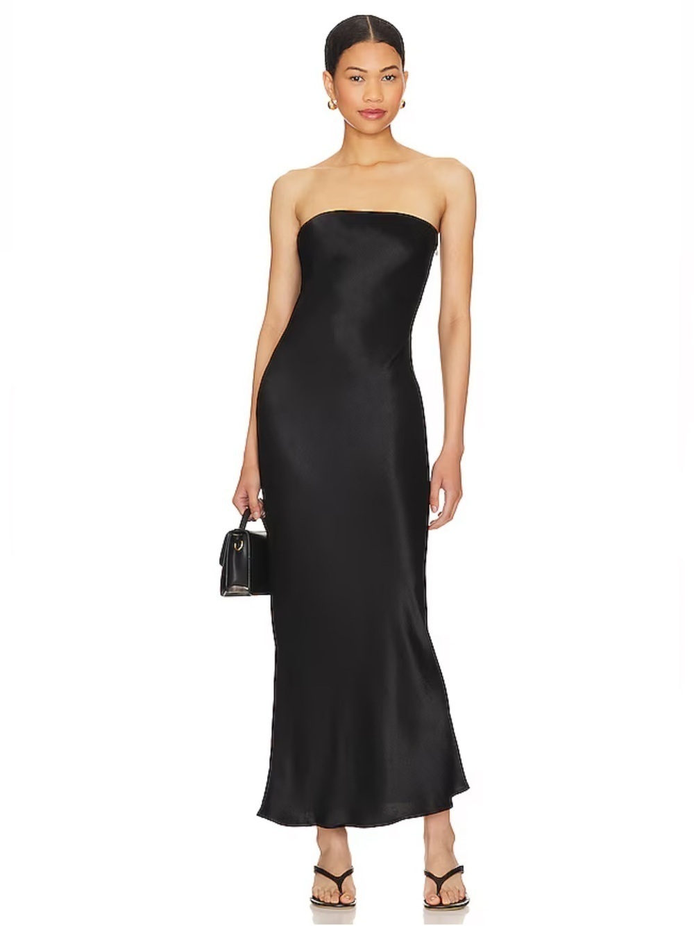 SNDYS Revolve Angel Strapless Midi Dress Black Size Large NWT